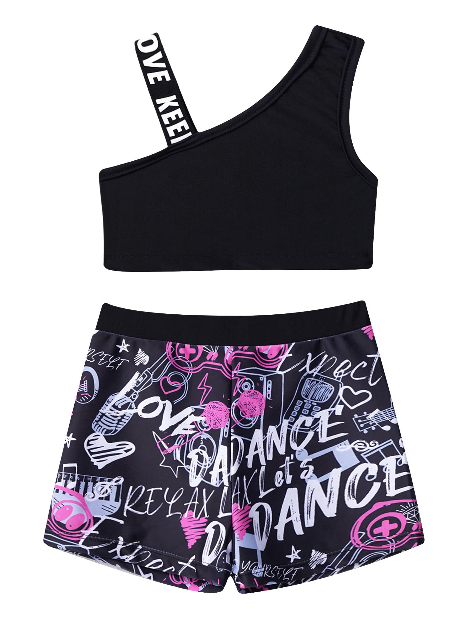 Alvivi Dziewczęce bikini tankini zestaw tank top + szorty dwuczęściowy strój kąpielowy moda kąpielowa dla dzieci strój kąpielowy strój kąpielowy strój kąpielowy na siłownię jogę zestaw sportowy rozm