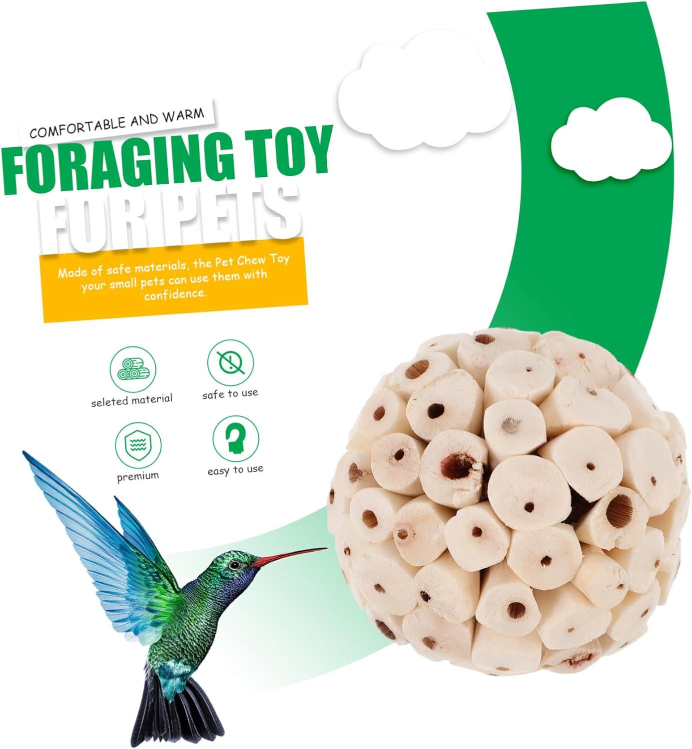 MINAOLULUS 6pcs Edible Soft Ball Toy for Guinea Pig Rabbit Hamster Bird Foraging Chewing - Image 2