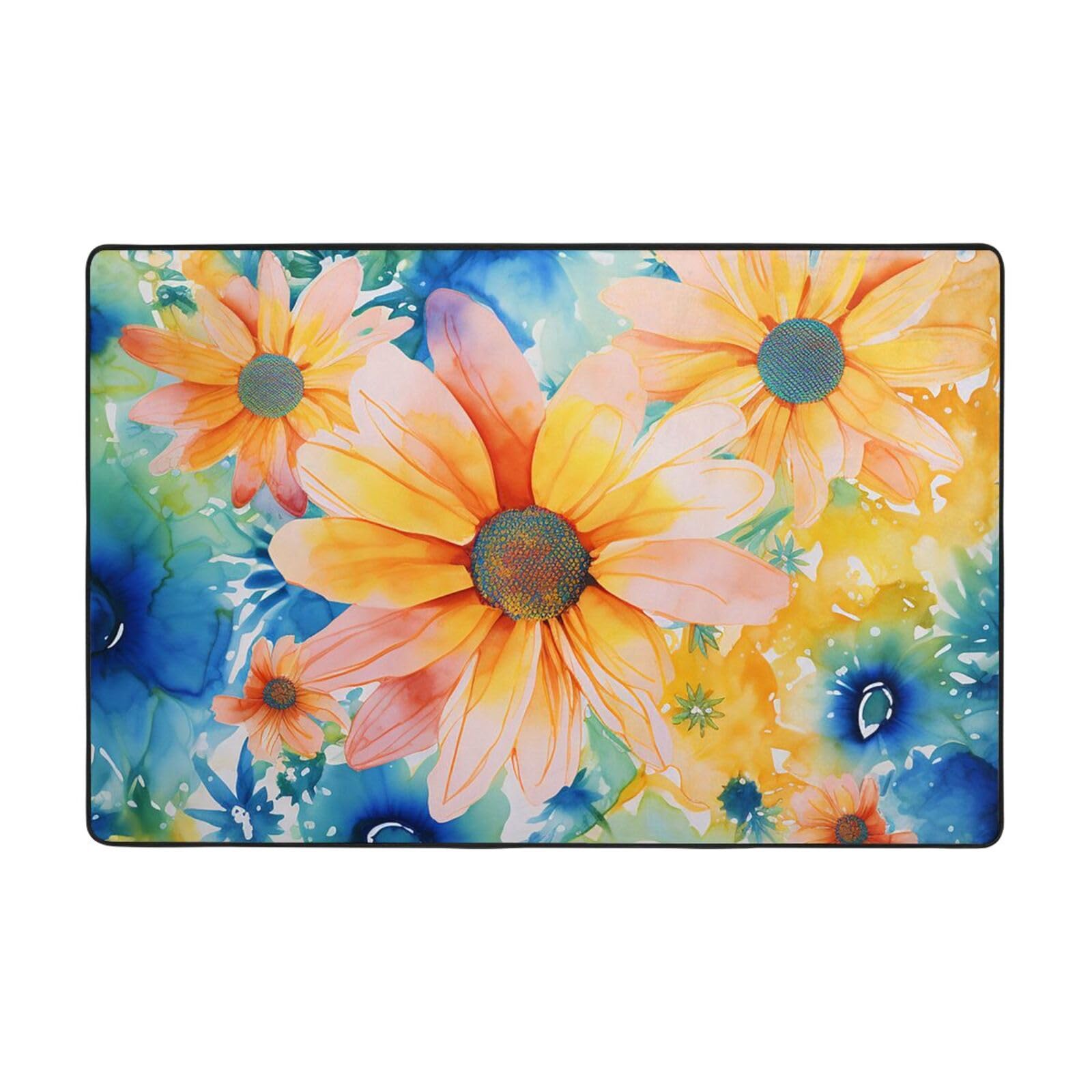 Tapis vintage floral anti-bruit pour salon et entrée
