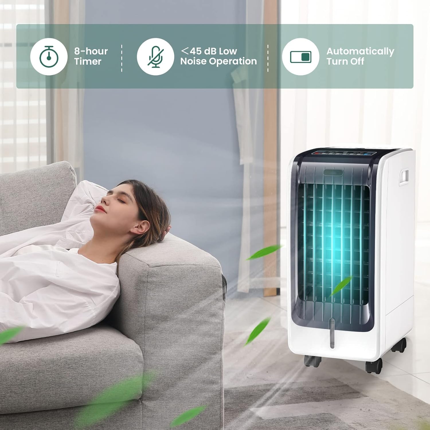RELAX4LIFE Luftkühler, 3 in 1 Mobile Klimaanlage, 6L Wassertank/3 Geschwindigkeiten/8H-Timer, Luftkühler 75W & Ventilator & Luftbefeuchter, Air Cooler mit Rollen, Fernbedienung, 2 Kühlakkus