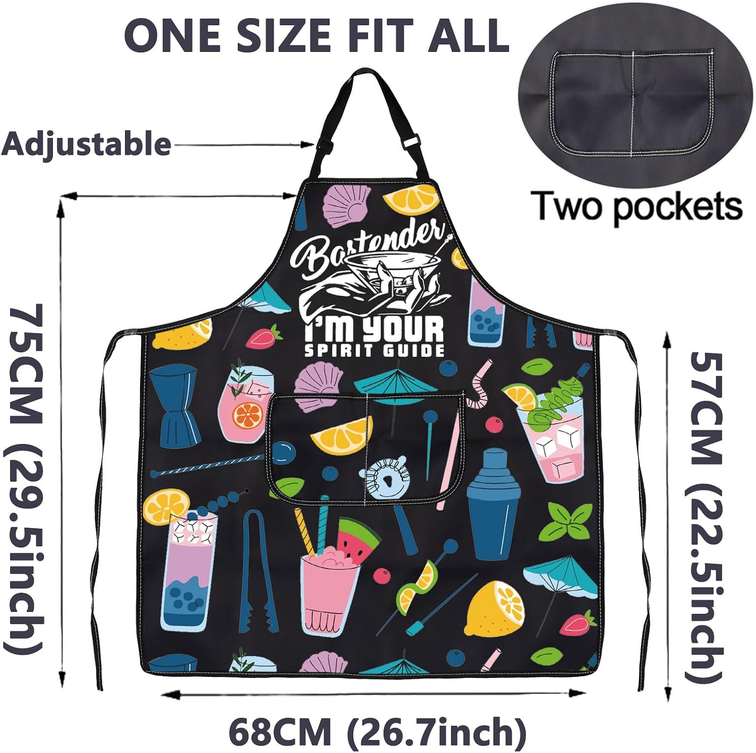 Bartending Apron Bartender Gifts for Cocktail Lovers Barman Aprons Mixology Bartender Aprons Bartender Appreciation Gifts image 2