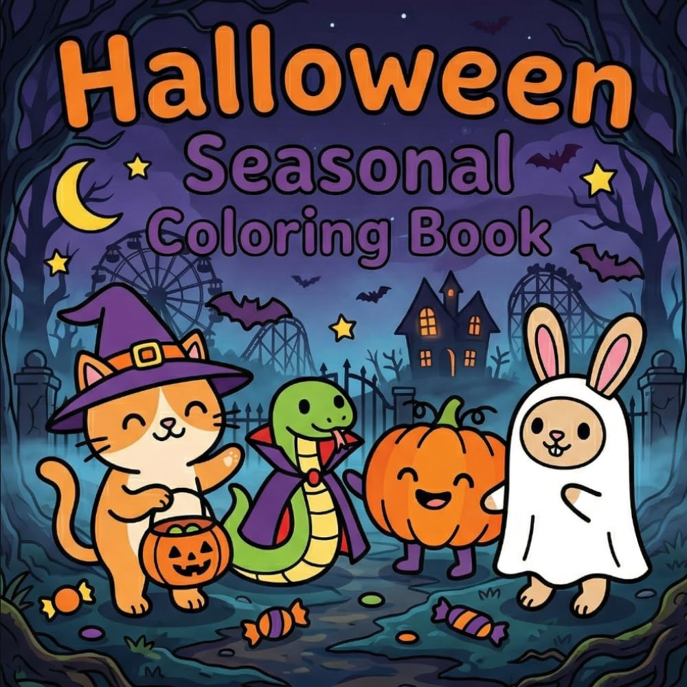 Cute Halloween Monsters Coloring Book: Fun and Easy Bold Designs for Kids Ages 3–5, Trick-or-Treat Animals, Pumpkin Friends, and Adorable Creatures