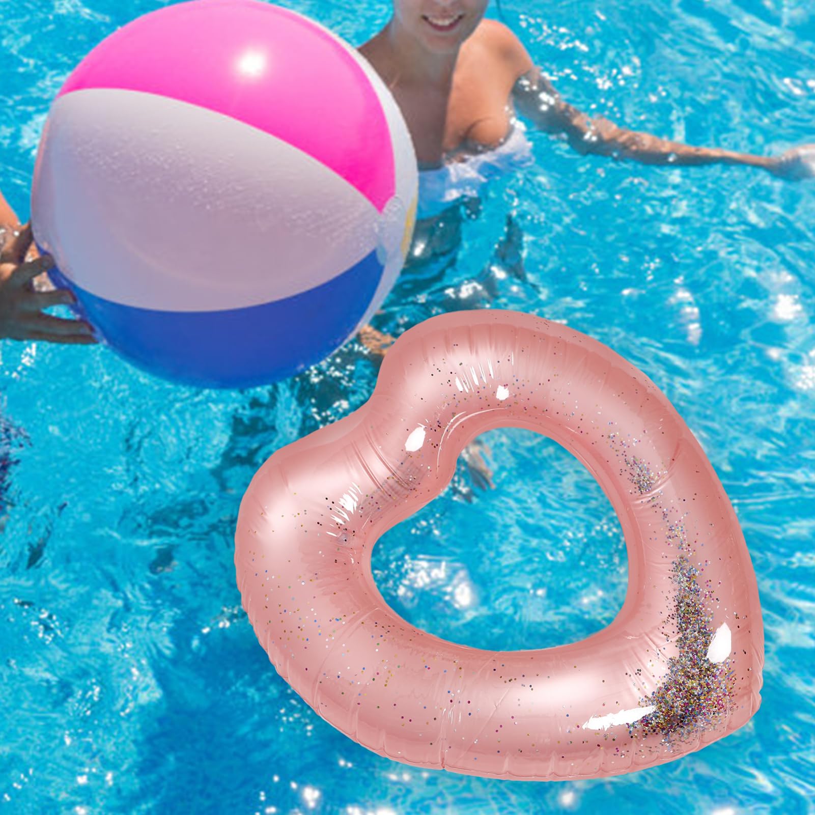 Abaodam salvagente a forma di cuore toys for giocattolo pool party piscine per piscina zattera anello galleggiante a forma di cuore anello galleggiante da spiaggia pvc bianca