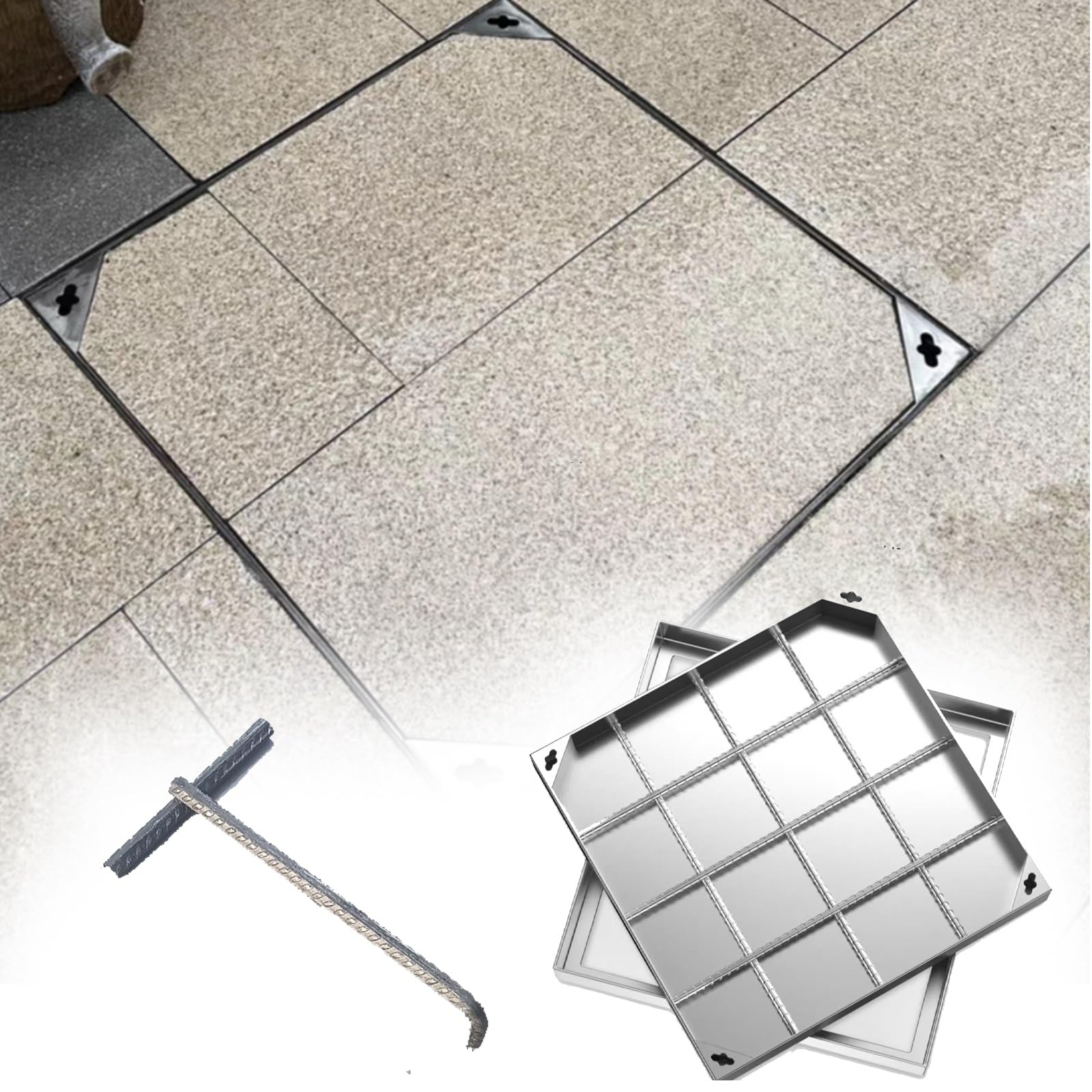 GJMSSMY Recessed Manhole Cover aluminium material square lid block paving patio access lid PVC material insp