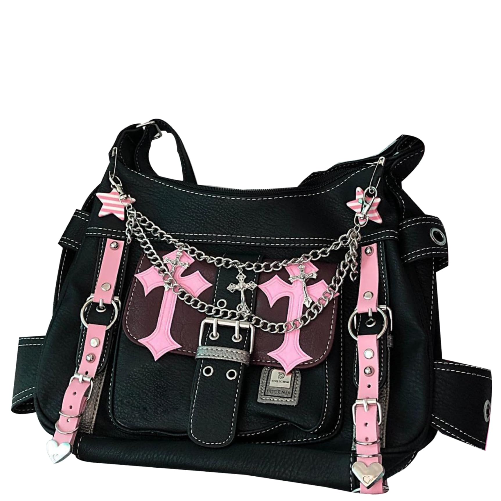 Lcarege Unisex Picture Color Y2k Bag, Pu Leather Y2k Purse, Large Capacity Punk Goth Purse, Crossbody Shoulder Bag With Adjustable Strap For Women Girls