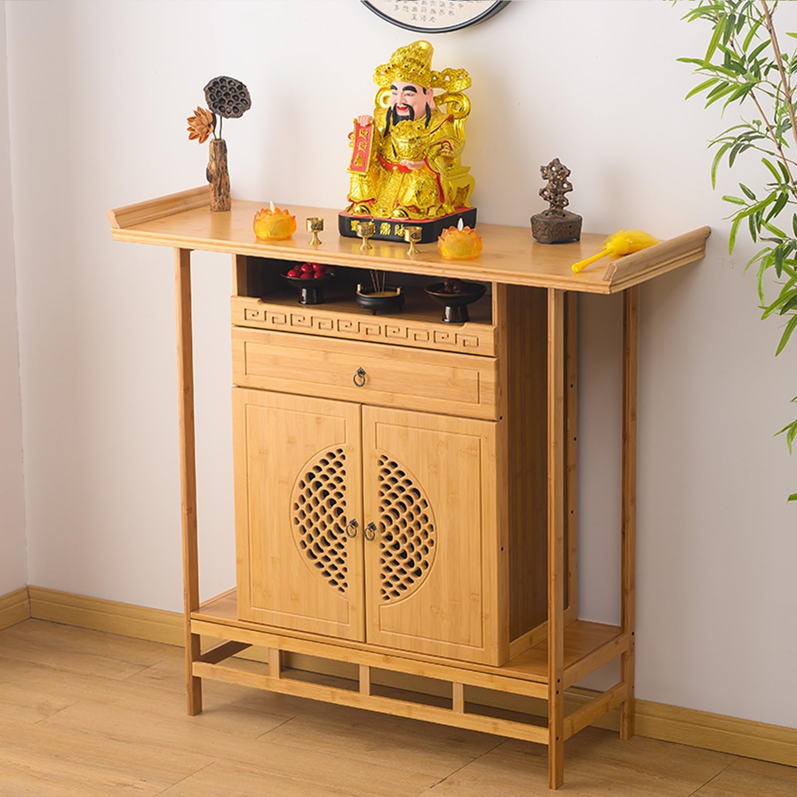 Table de méditation pour salle ancestrale et temple domestique en bois