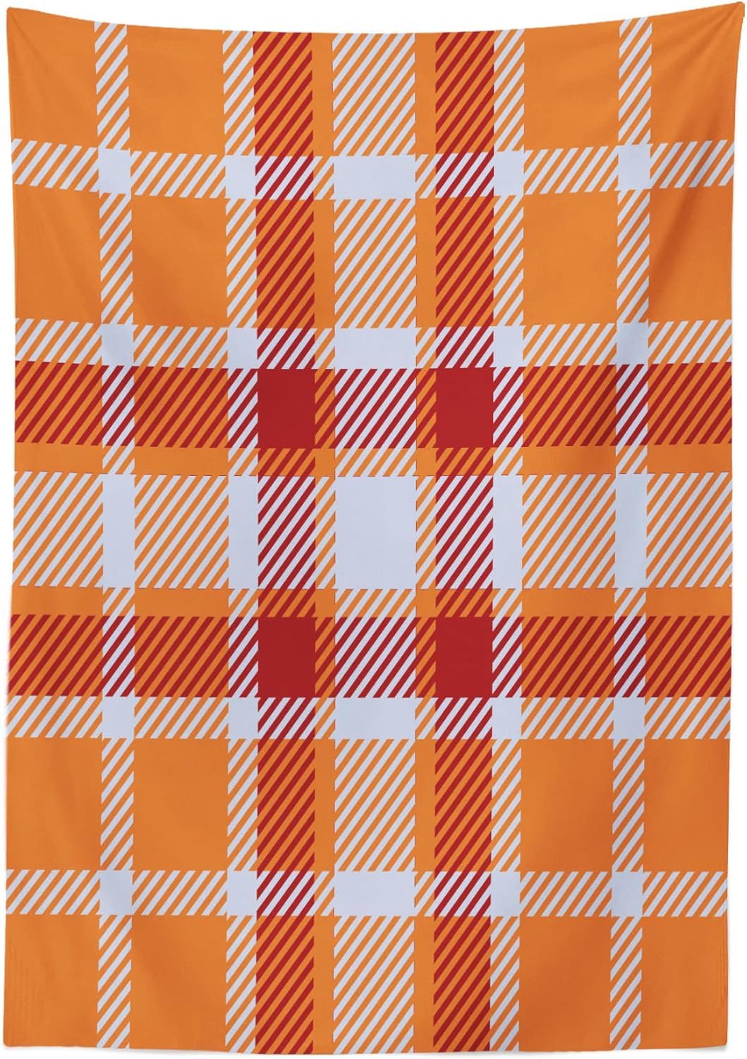 Mantel Mesa Rectangular Cuadrícula Naranja, Manteles Antimanchas Patrones Geométricos, 3D Impresión Mantel Impermeable Lavable para Cocina Salón Comedor, 140x300 cm Q/P4060