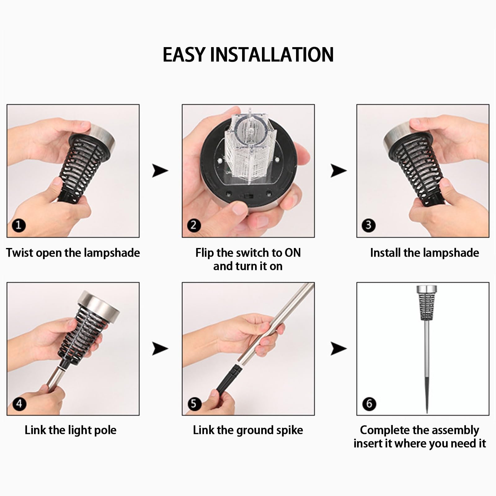 Insetticida Solare per Esterni 2 Pack di Mosche Assassine da Campo Patio Impermeabile Repellente per Zanzare Trappola a Luce LED per Insetti per Giardino, Campeggio, Picnic