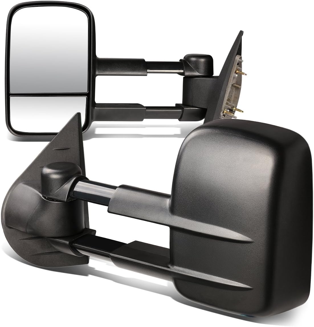 DNA Motoring TWM-003-T222-BK Pair of Manual Telescopic Foldable Towing Mirrors Compatible with 07-13 Silverado/Suburban/Sierra/Yukon/Tahoe/Escalade, Black
