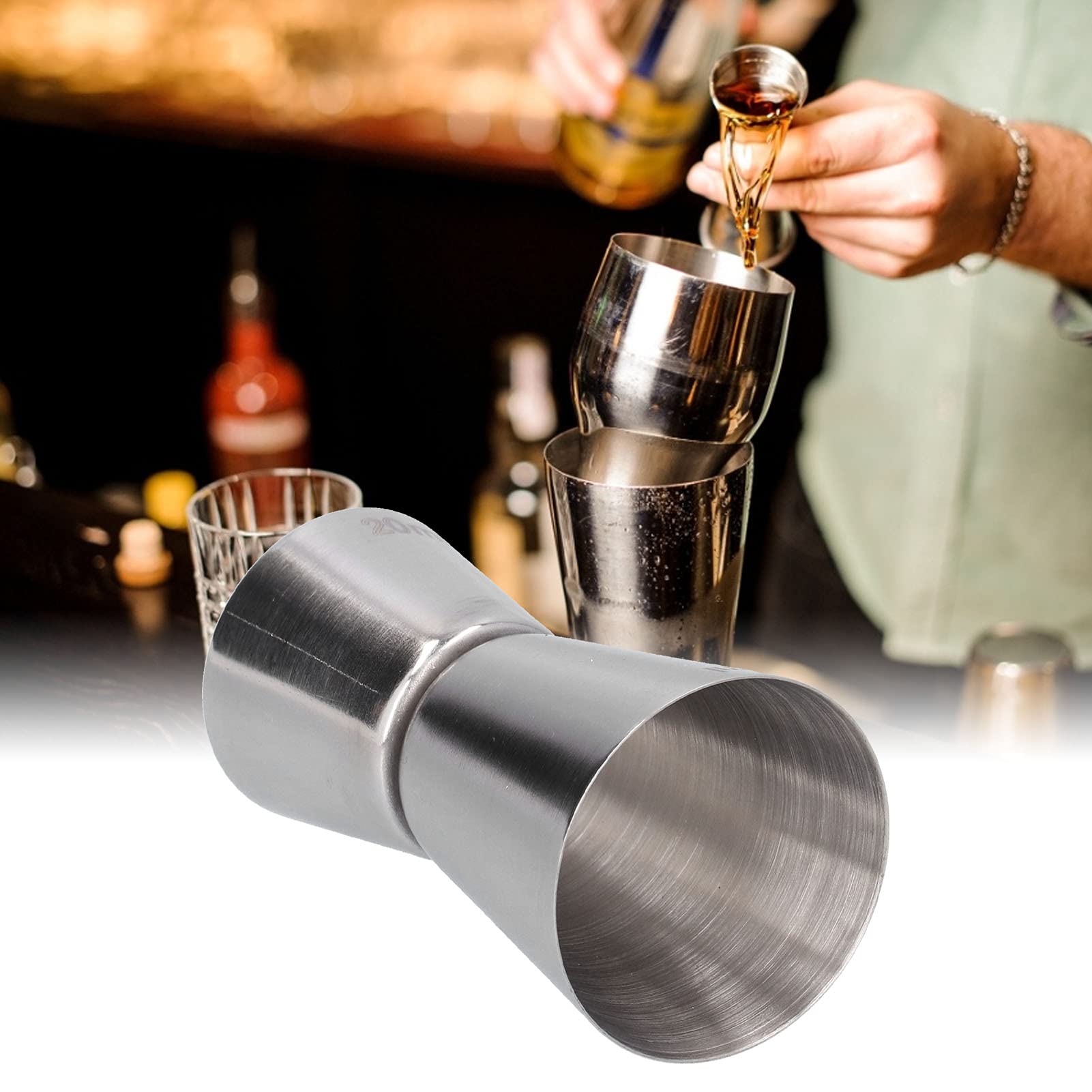 MISNODE Cocktail Measure Cup, Stainless Steel Measuring Cup Double Headed Cocktail Jigger 20/30ml Bar Measuring Jigger Cocktail Measure Cup Bar Accessories for Home Bar