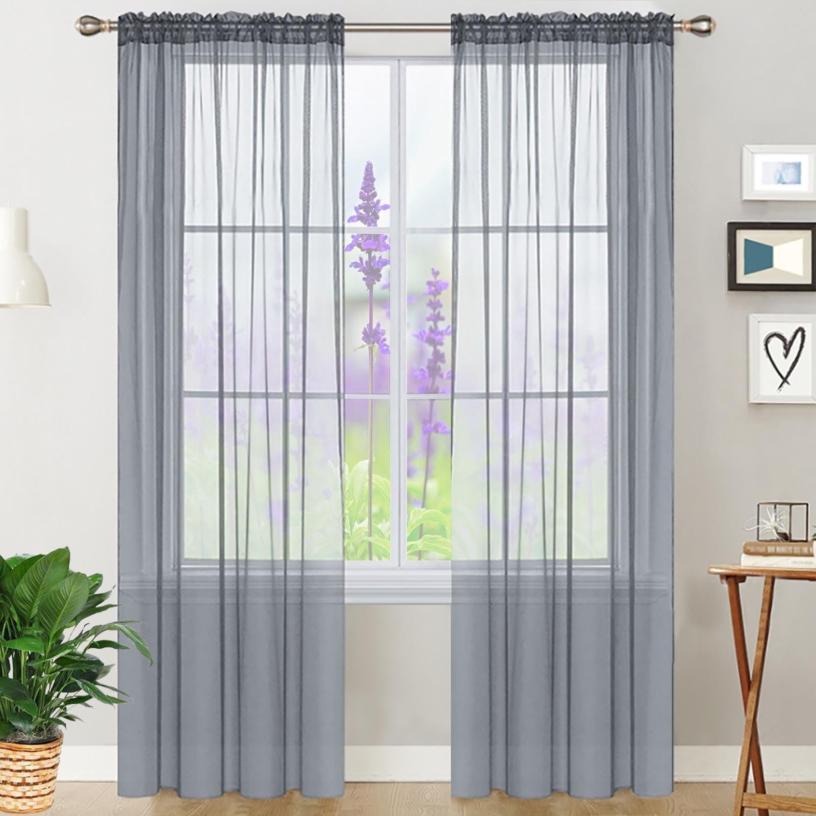 Rideau blanc occultant 260x270 cm gris clair anti UV pour fenetre
