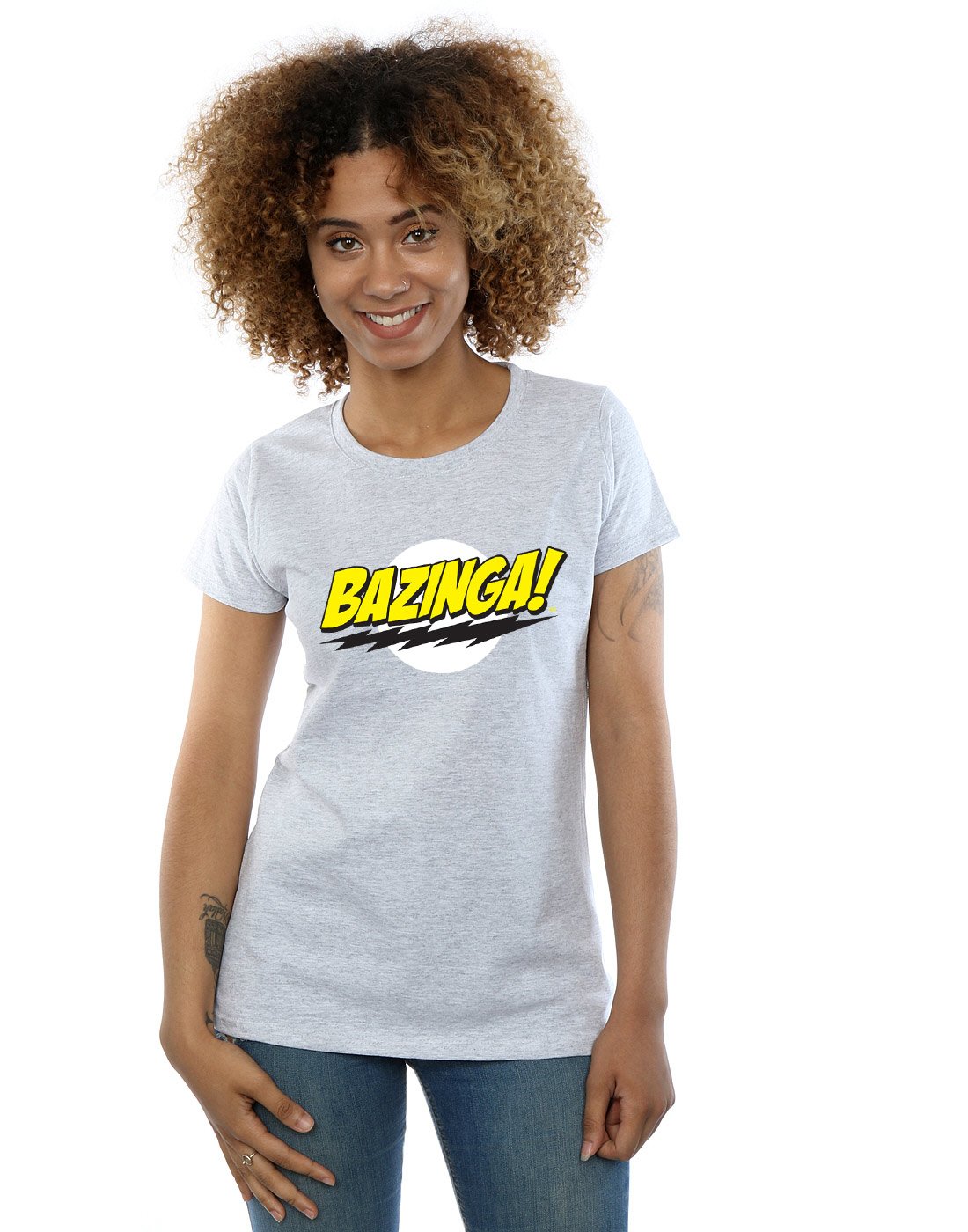 The Big Bang Theory Women's Sheldon Bazinga T-Shirt Sport Grey Medium