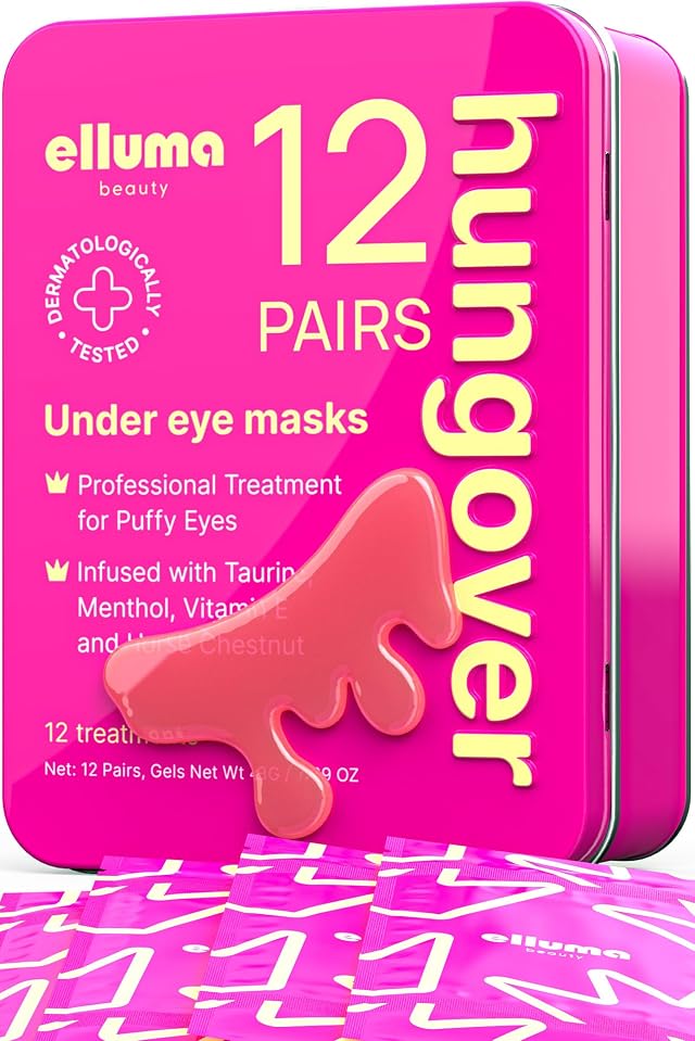 Under Eye Patches | Eye Mask for Puffy Eyes & Dark Circles, Hydrogel Eye Gel Pads with Menthol & Taurine, 12 Pairs