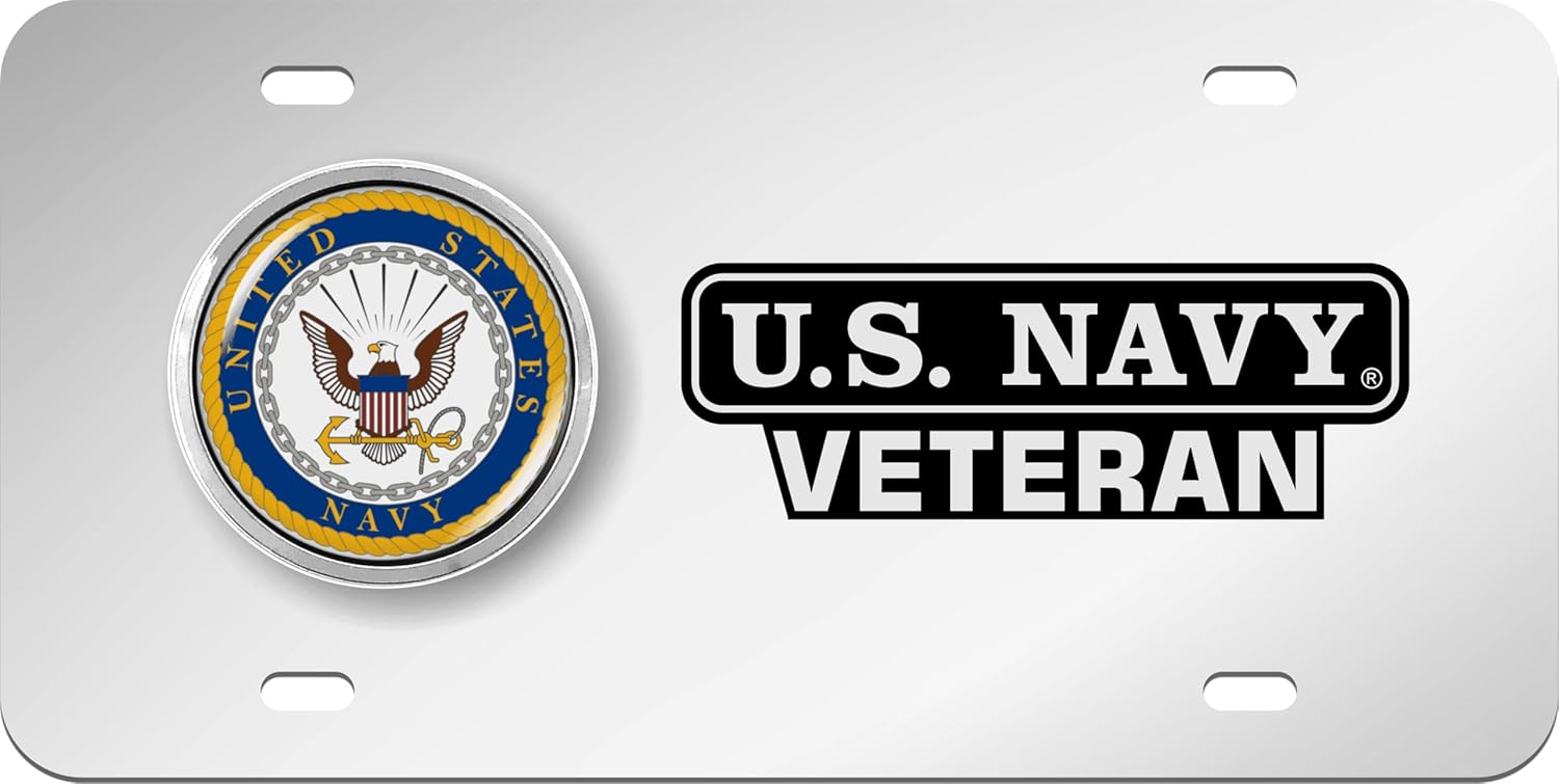 [Officially Licensed Product] - U.S. Army 4-Hole Patriotic Stainless Steel Metal License Plate with Chrome Emblem – Durable Military Tribute Auto Tag for Veterans & Supporters