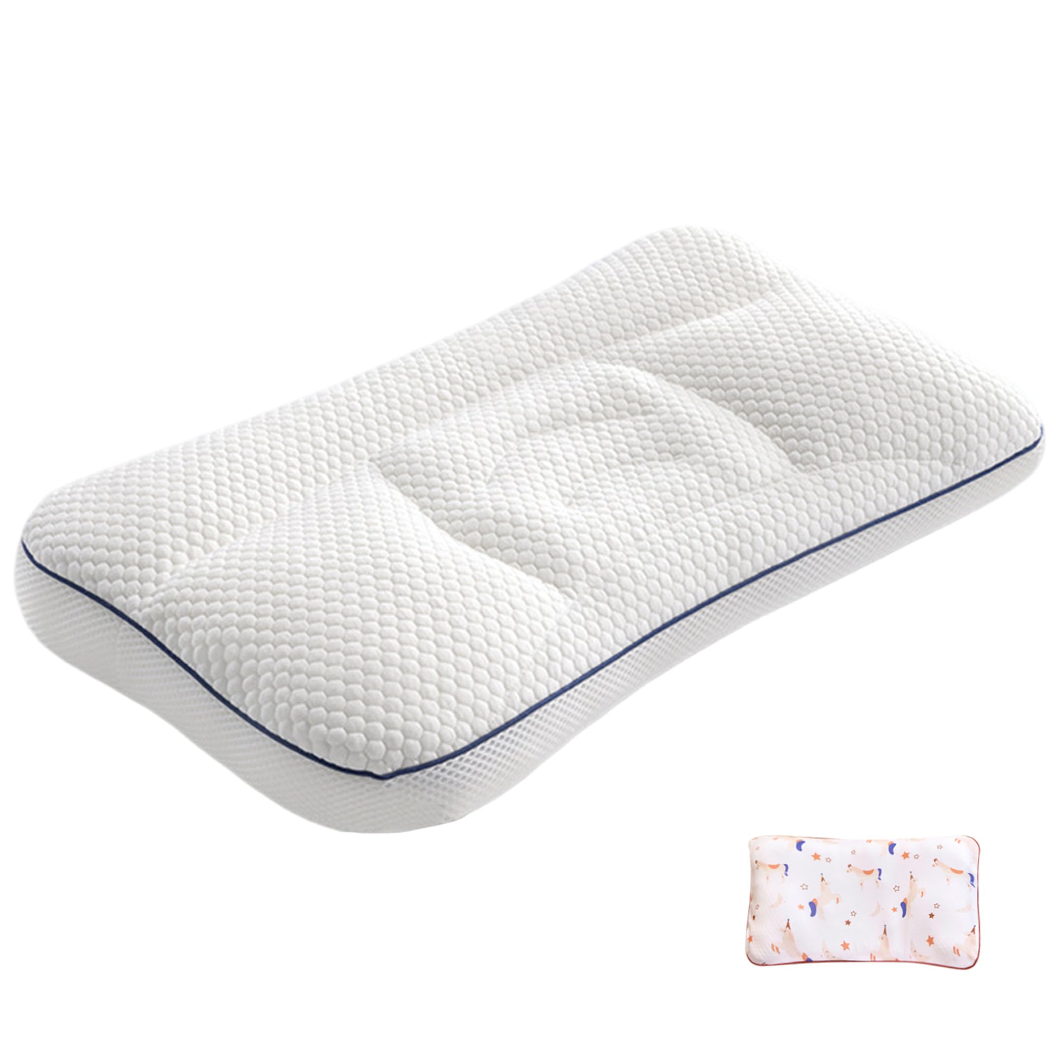 Almohada para niños, Almohada para niños con Soporte para la Columna Vertebral de 5 Zonas, Transpirable de Doble Cara para niñas de 8 a 16 años, Altura de 6 cm