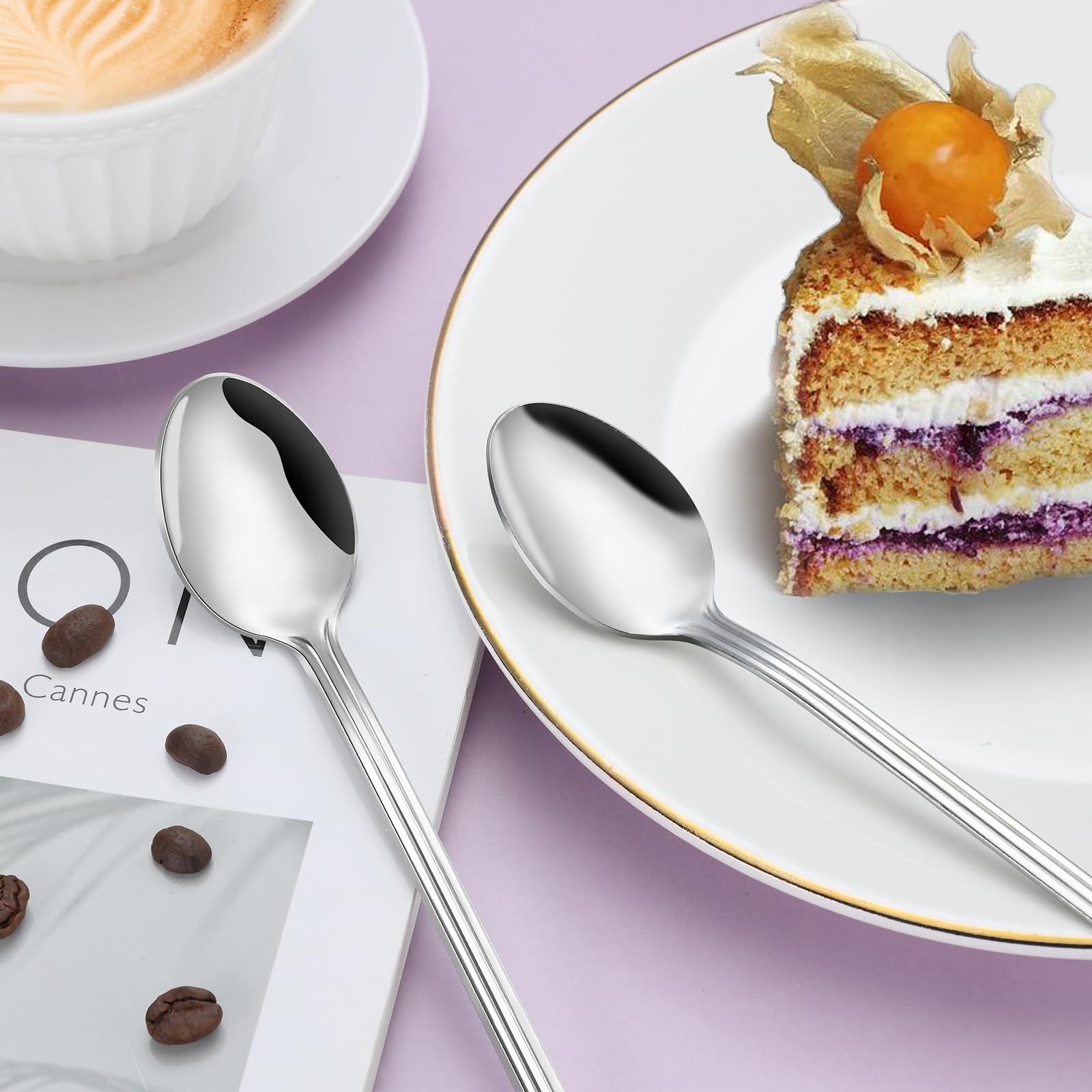 12 Stück Latte Macchiato Löffel Set, Gifcomda 23cm Langer Griff Eislöffel Set, Rührlöffel aus Edelstahl mit langem Stiel, Dessertlöffel für Zuhause Restaurant Partei, Ideal für Getränke