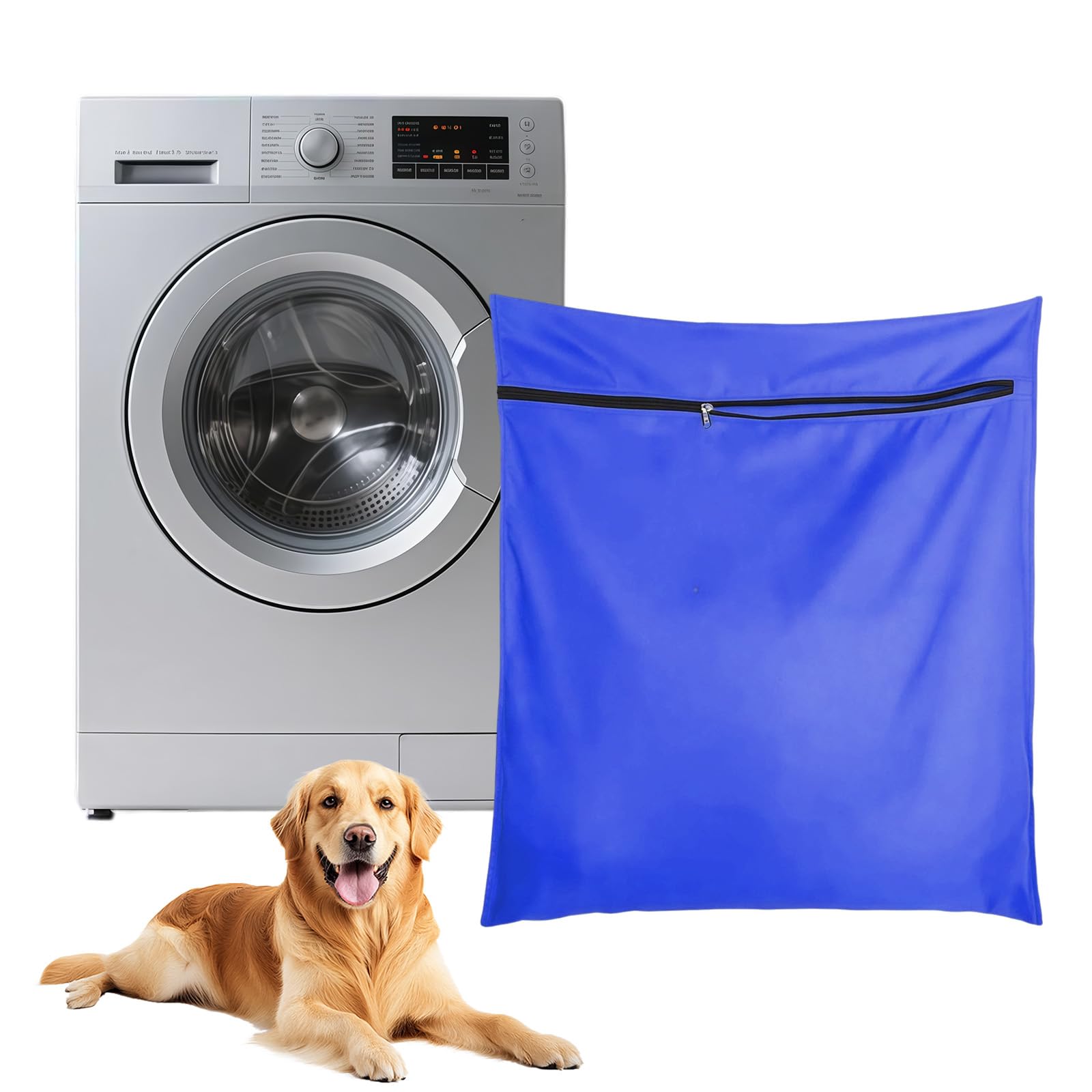 XQMMGO Pet Laundry Bag for Washing Machine, Large Reusable Mesh Wash Bags Traps Fur, Durable Filter Catcher, Heavy Duty Net for Dog Cat Bedding, Toys, Horse Blankets (Blue)
