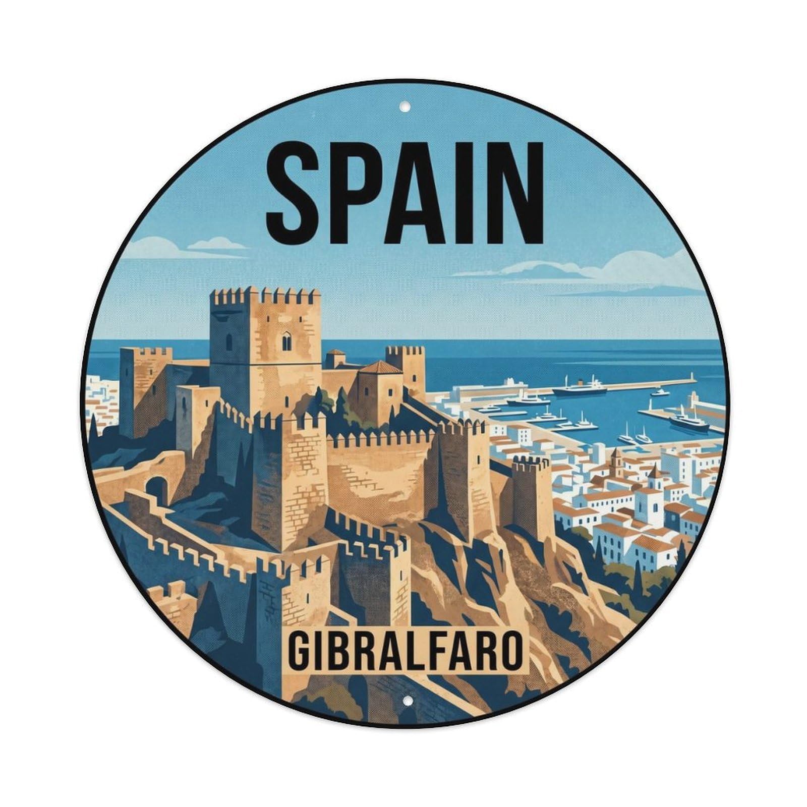 Malaga Gibralfaro Castle Spain Cultural Travel Metal Tin Sign
