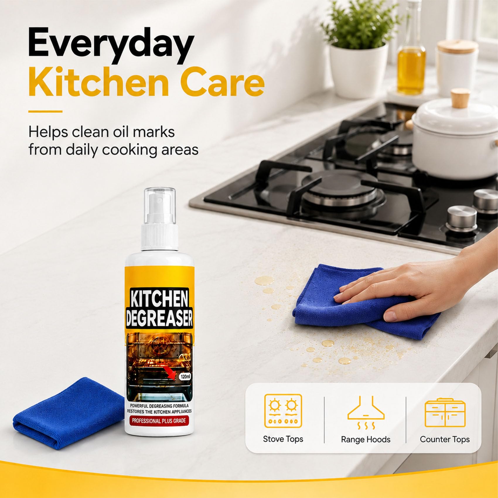 Kitchen Degreaser Spray, Grill Degreaser for BBQ Grates, Oven, Air Fryer and Greasy Kitchen Surfaces (2pcs)