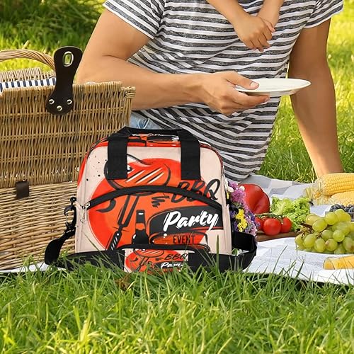 Miniatura 2 de Bolsa de almuerzo aislada para mujeres y hombres, con diseño de temática de barbacoa, grande, reutilizable, a prueba de fugas, bolsa de almuerzo con