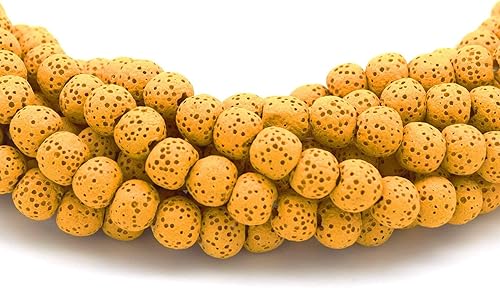 | Cuentas de lava redondas de color amarillo mostaza de 0.236 in para la fabricación de joyas | Piedra semipreciosa | Cuentas de piedra de dragón |