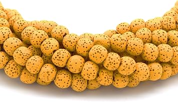 | Mustard Yellow Round 6mm Lava Beads for Jewelry Making | Semi Precious Stone | Dragon Stone Gemstone Beads | Natural Beads for Bracelets and Bracelet Making