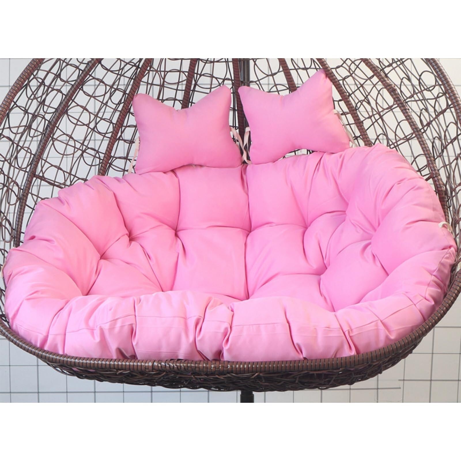 NMVAWIPT Egg Swing Cushion For Double Chairs, 59x43.3 Inch With High-Density Filling, Water-Repellent Cover(Pink)