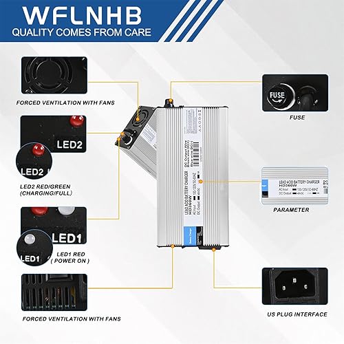 Miniatura 3 de WFLNHB Cargador de carga de batería de 3 pines de 48 V de repuesto para carrito de golf Yamaha G29 2007 Up
