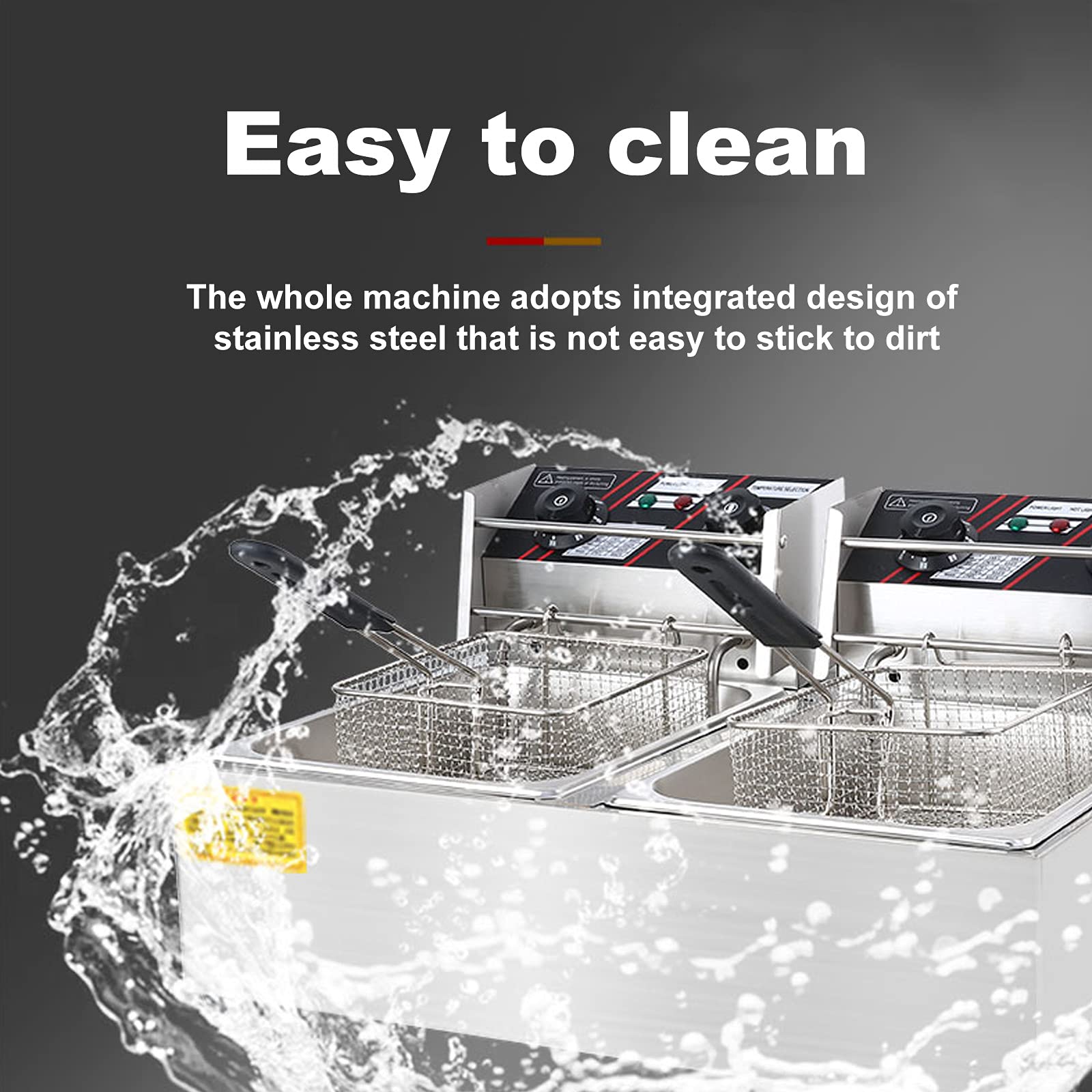 Friggitrice professionale a doppio cestello, grande, in acciaio inox, da banco, 2 cestelli, friggitrice intelligente a temperatura costante, friggitrice francese per uso domestico e commerciale, ros