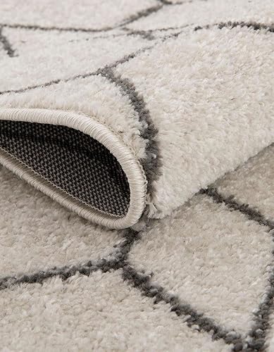 Miniatura 6 de Unique Loom Trellis Frieze Collection - Alfombra geométrica (2 x 8 pies 8 pulgadas, color marfilgris)