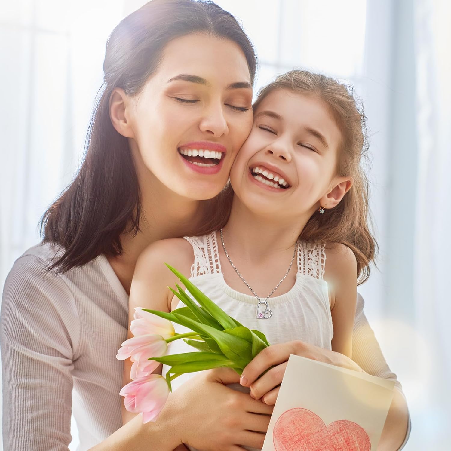 Valentines Gifts for Kids Heart Cross Necklace for Girls, Initial Heart Necklace Baptism First Communion Gift for Daughter Goddaughter - Image 5