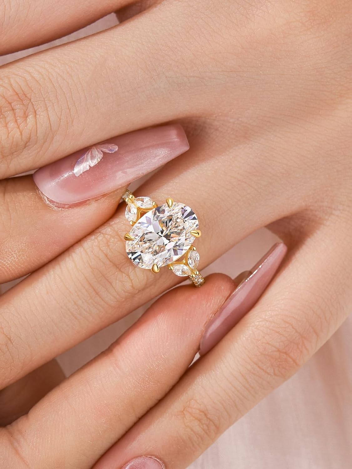 3.5 Carat Oval Cut Engagement Ring for Women, S925 Silver 5A Cubic Zirconia Ring for Women, Vintage-Inspired Design - Image 2