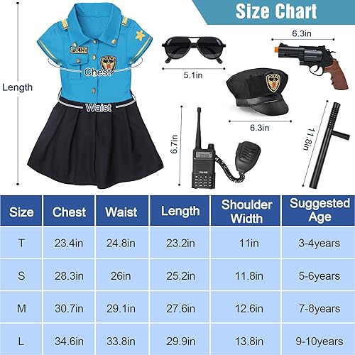 Miniatura 7 de Disfraz de policía para niñas, disfraz de policía para Halloween, juego de rol, disfraz de policía con accesorios de juguete