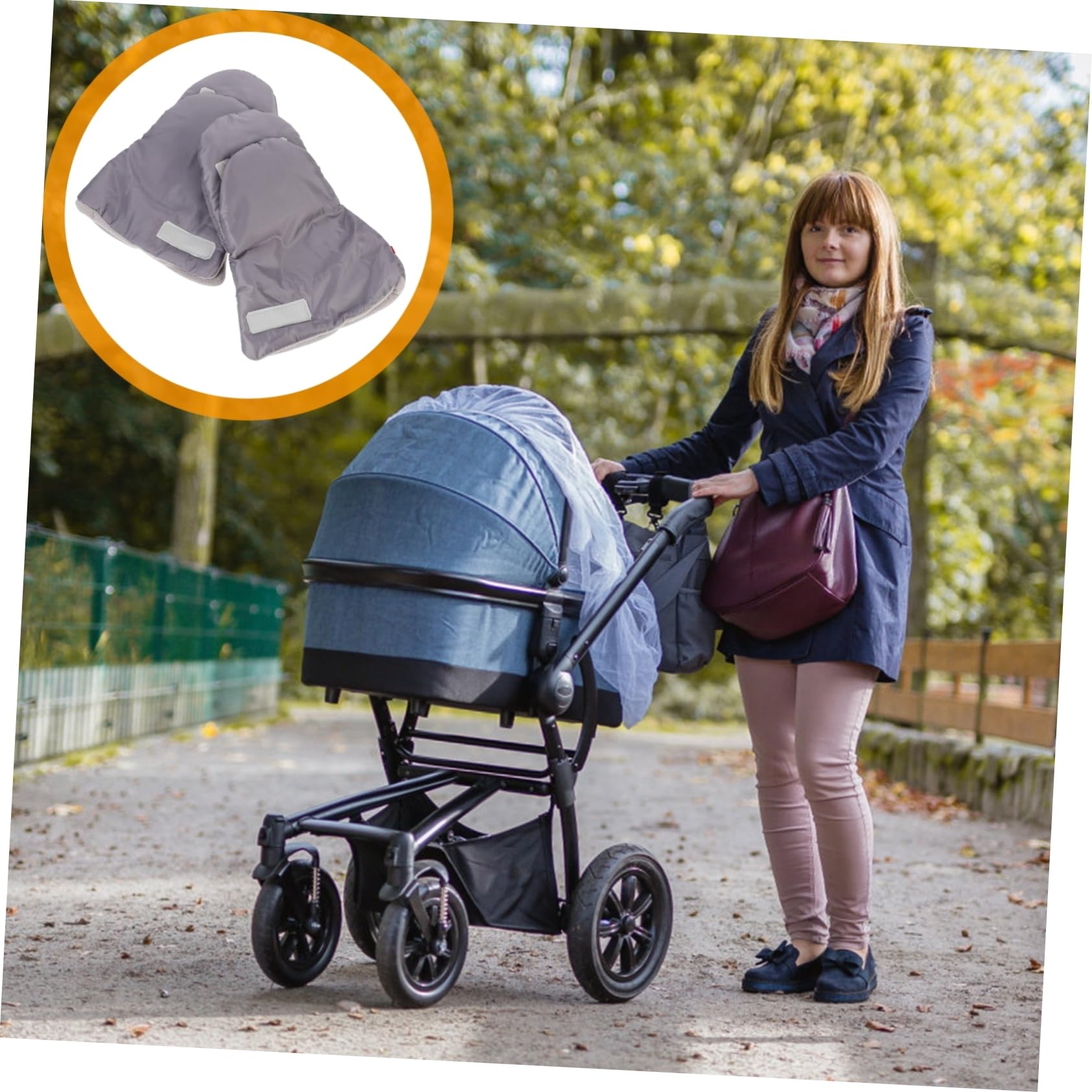 minkissy guantes de manillar viento cálido universal ciclismo acolchado guantes de invierno calentadores de manos para cochecitos guantes de vellón guantes de carro tela oxford Grey