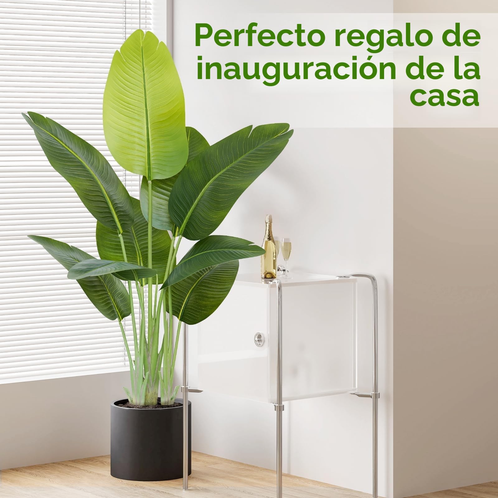 Planta Artificial Ave del Paraíso 120 cm Planta Artificial Interior Alta con 9 Hojas, arbol Artificial Exterior Grande para Interior Casa salón Oficina dormitorios Jardín verandas (1Pack)
