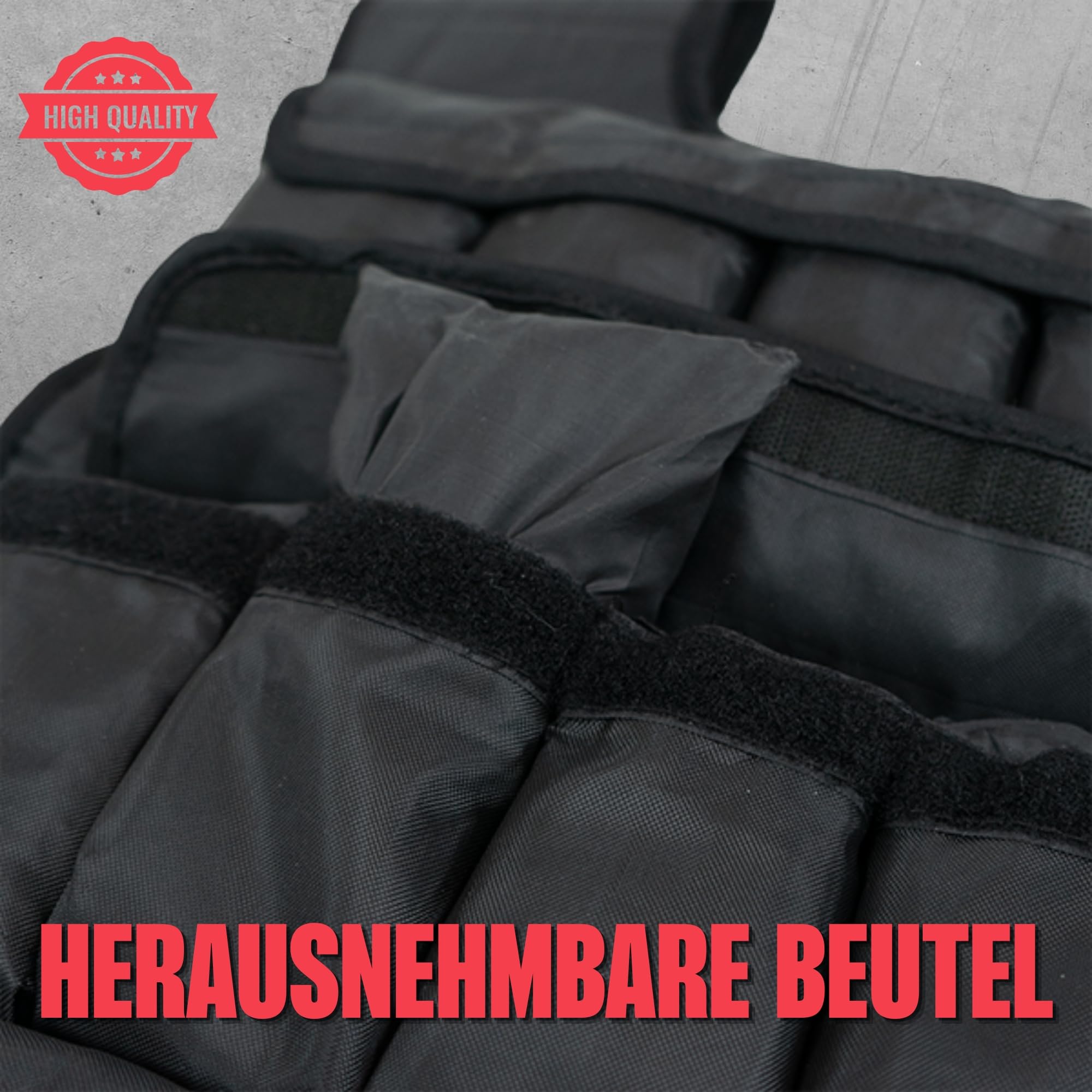 Matchu - Gewichtsweste - Weight Vest - Einstellbar bis zu 20 KG - Verstellbar mittels 30 Sandsäcken oder 6 Metallplatten - Hochwertiger Kunststoff - Schwarz
