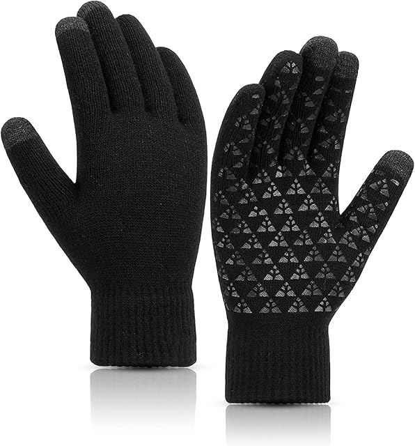 SIMIYA Winter Warm Gloves, Touchscreen Knitted Gloves, Anti Slip Thermal Windproof Driving Running Cycling Gloves for Men Women