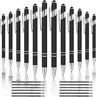 Vista 14 de 12 unidades 2 en 1 bolígrafo con punta de lápiz capacitivo, 1,0 mm de tinta negra, bolígrafo metálico con punta de lápiz capacitivo para pantallas