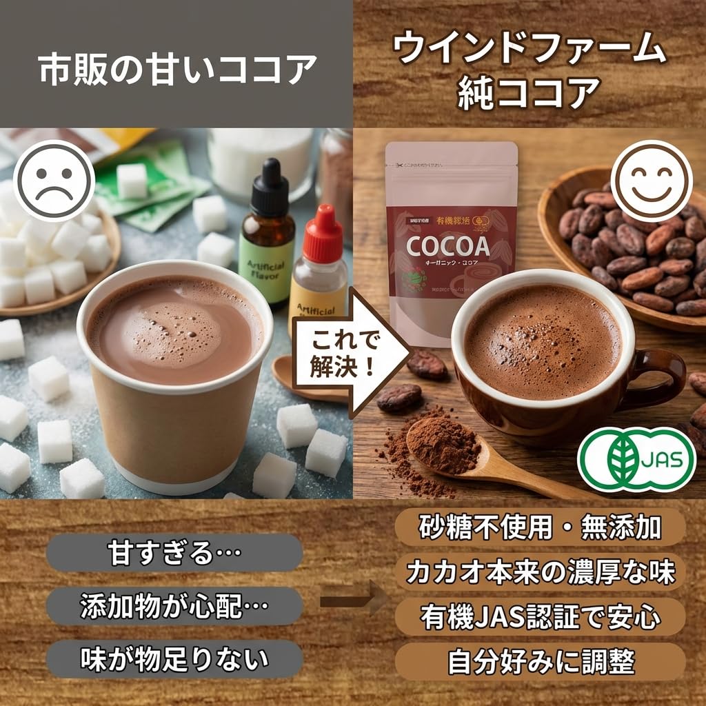 Amazon.co.jp: ウインドファーム 純ココア ココアパウダー 80g 有機JAS