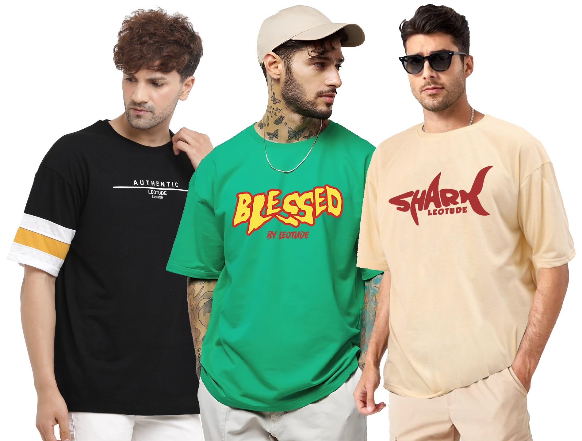 LEOTUDE Mens Oversized Half Sleeve Round Neck T-Shirt (PO3_FS49_BLESD_Soul_LOSNGLS_P_Yellow, Black_XXL) (B0CPBX226N) Amazon Price History, Amazon Price Tracker