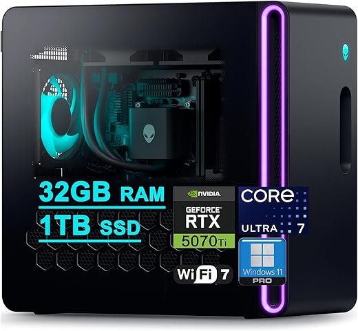 Dell Alienware Aurora ACT1250 Gaming Desktop - Intel 20-Core, 32GB RAM, 1TB SSD, RTX 5070 Ti