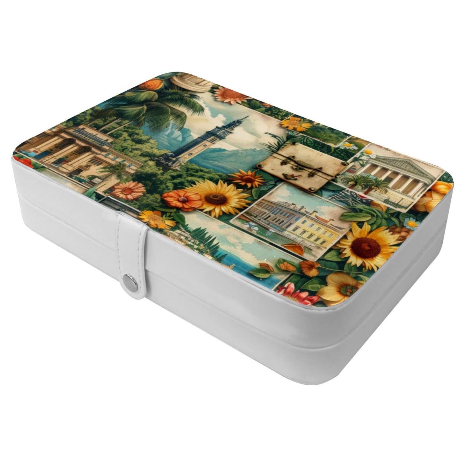 Organisateur de bijoux de voyage en cuir robuste motif paysage