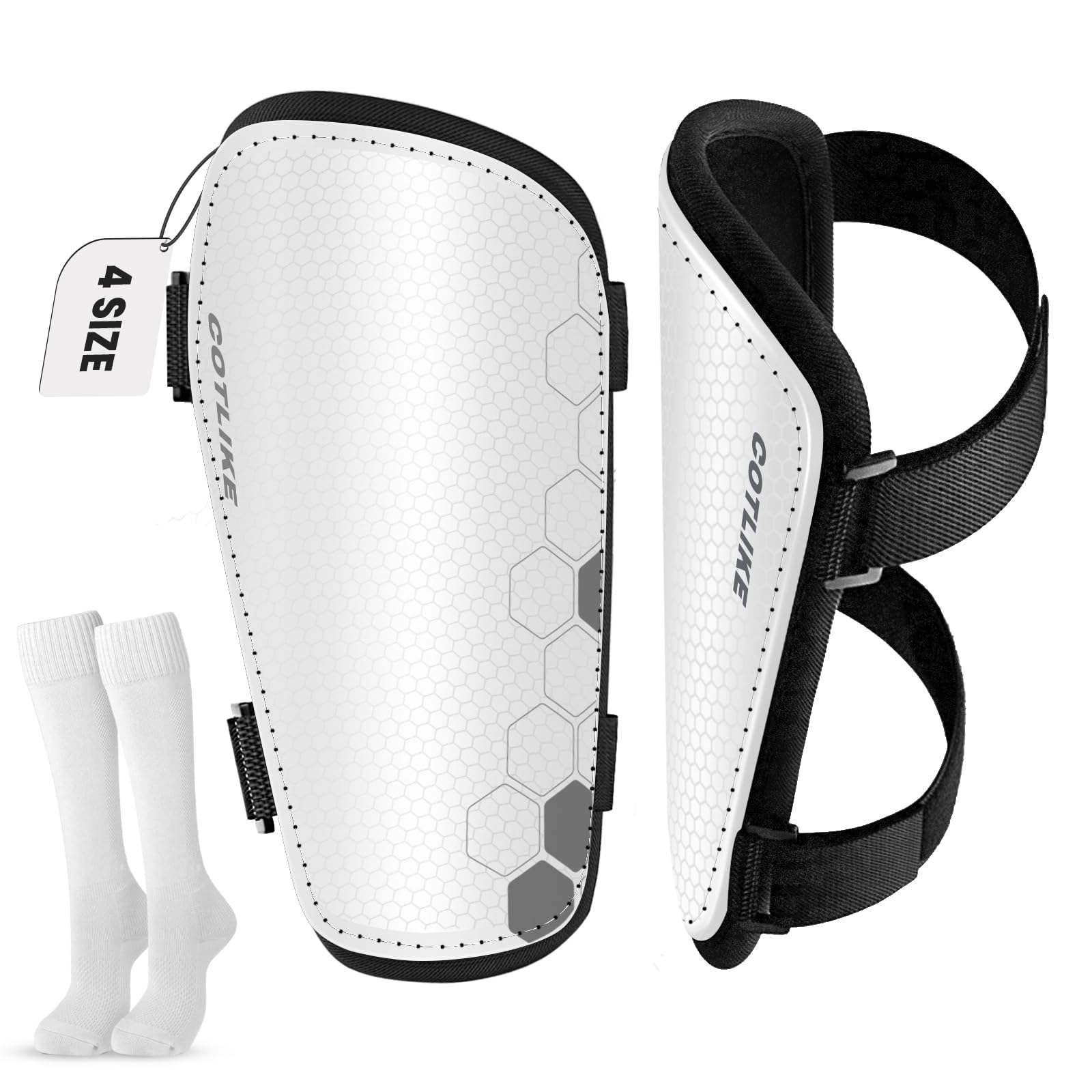 Soccer Shin Guards for Kids Youth Toddler, Shin Defender Shin Guards and Long Soccer Socks for Adults Boys Girls, Shin Pads & Sleeves Equipment -