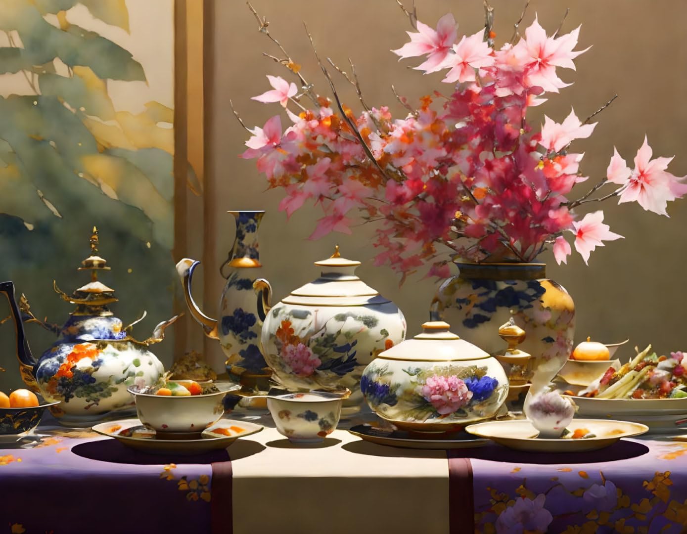 Impression sur toile table à dîner japonaise ELYRTHRIUMC 50x70cm