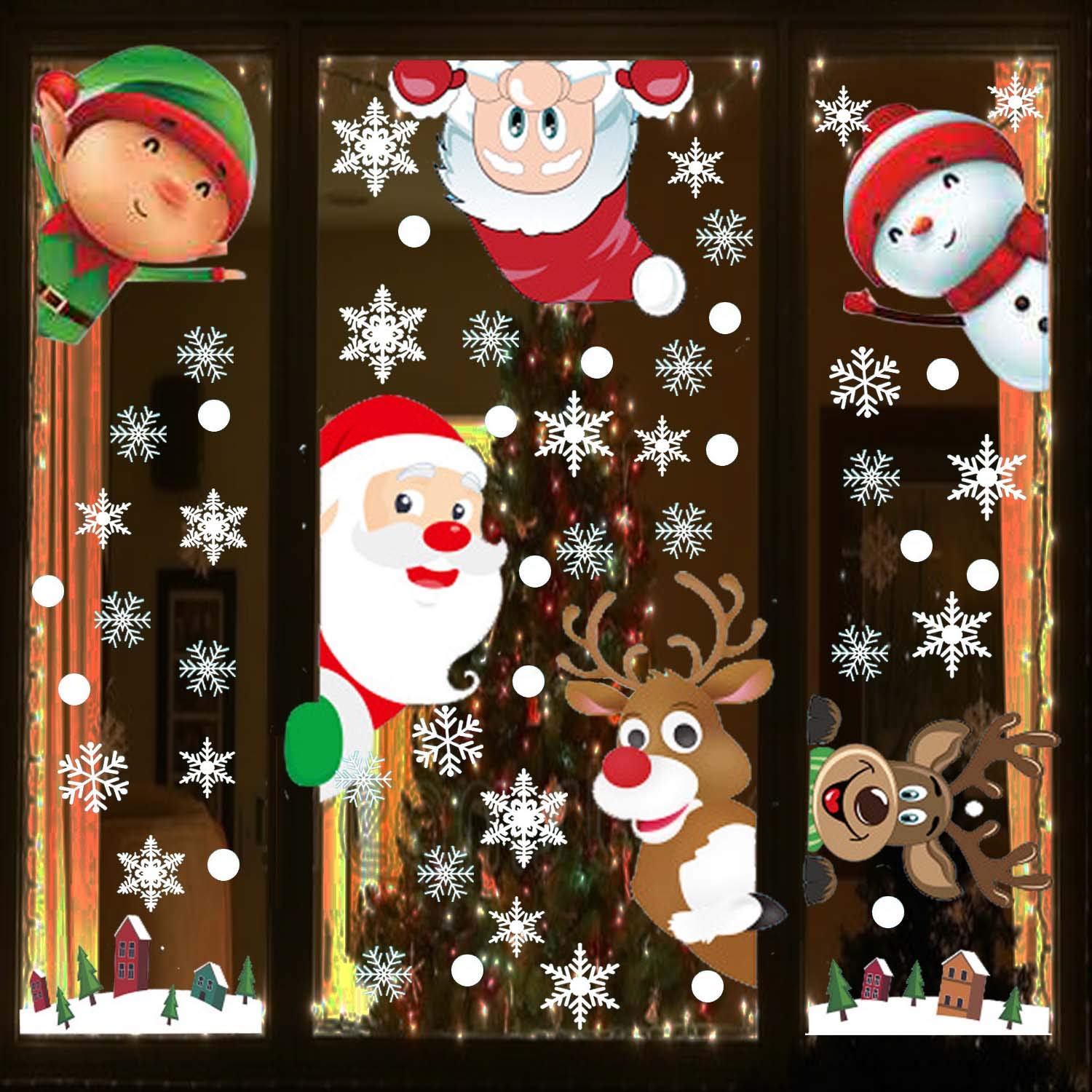 Autocollants de fenêtre de décorations de Noël - Festifs et durables Autocollants de fenêtre de décorations de Noël - Festifs et durables