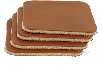 Leather Coasters, Wickett & Craig Traditional Harness, Square, Buck Brown 4pc Set