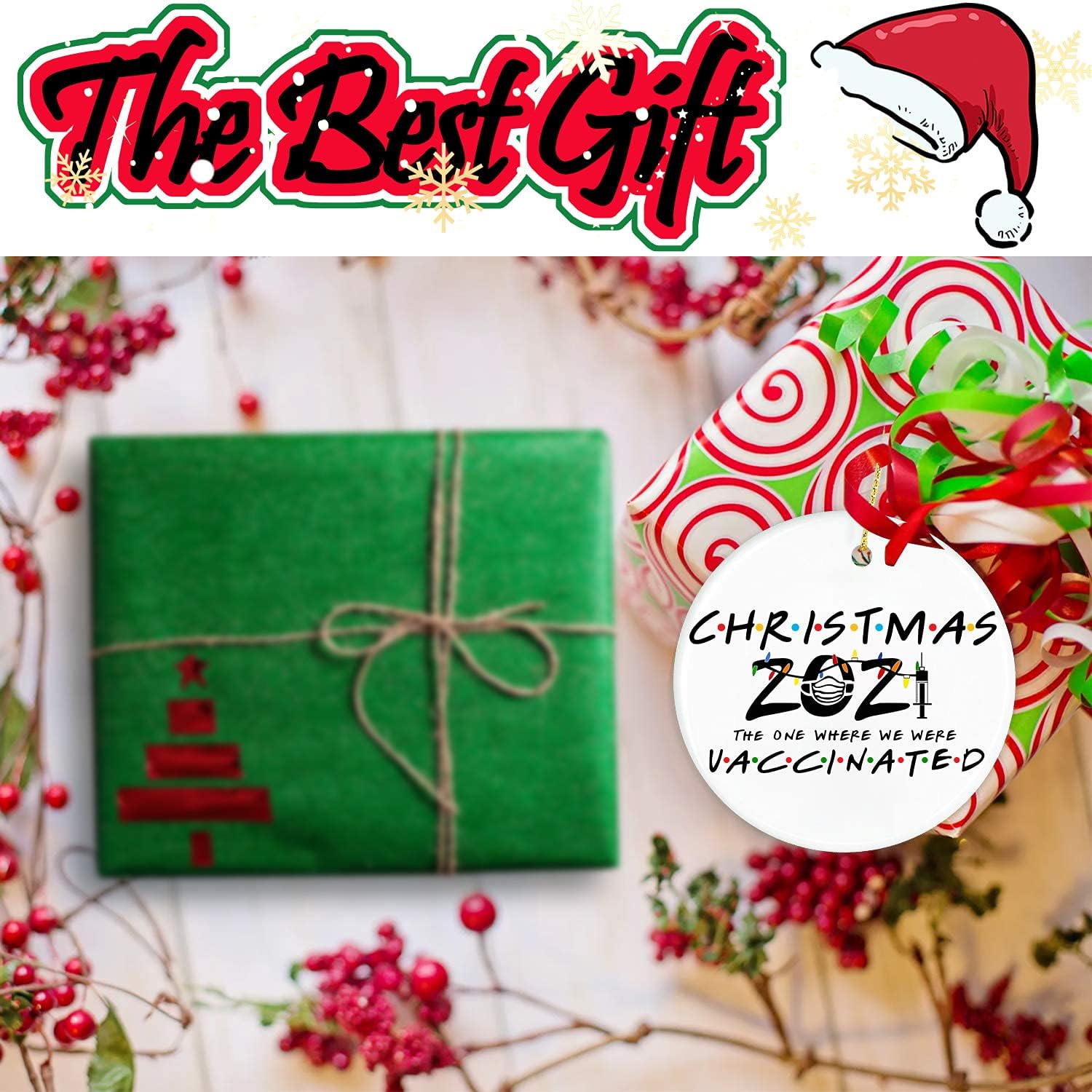 Christmas Ornaments 2021, Double-Side Printed Friends Christmas Ornament, Funny Gifts for Women Men Family, Xmas Tree Decorations for 2021 Event Ornament : Home & Kitchen