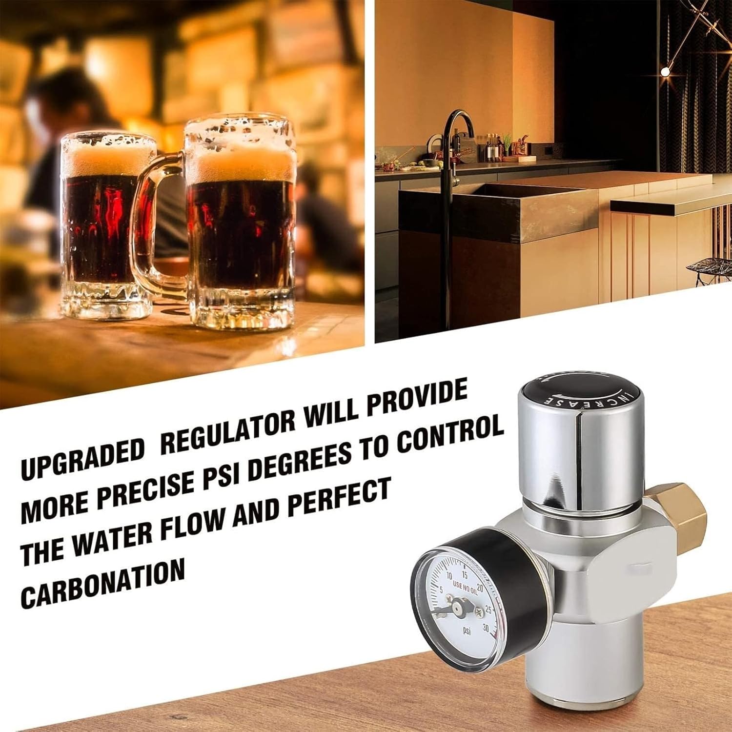Pressurized beer dispenser, 5L beer tap with adjustable pressure valve and self-closing design faucet