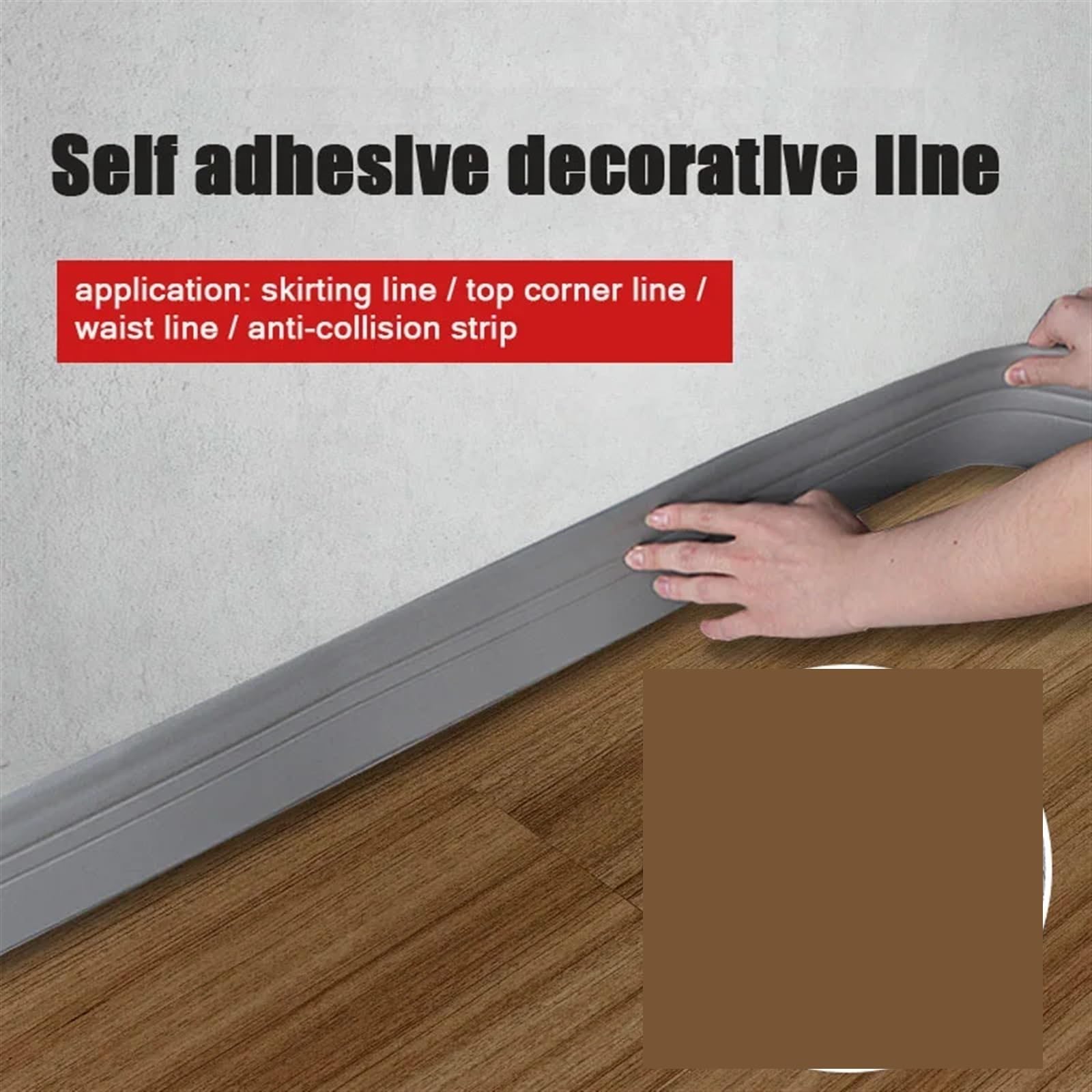 Remate De Rodapié Adhesivo impermeable for pared autoadhesivo de PVC, zócalo 3D, decoración for sala estar, cocina, anticolisión, 2 uds(Brown 6cm wide)