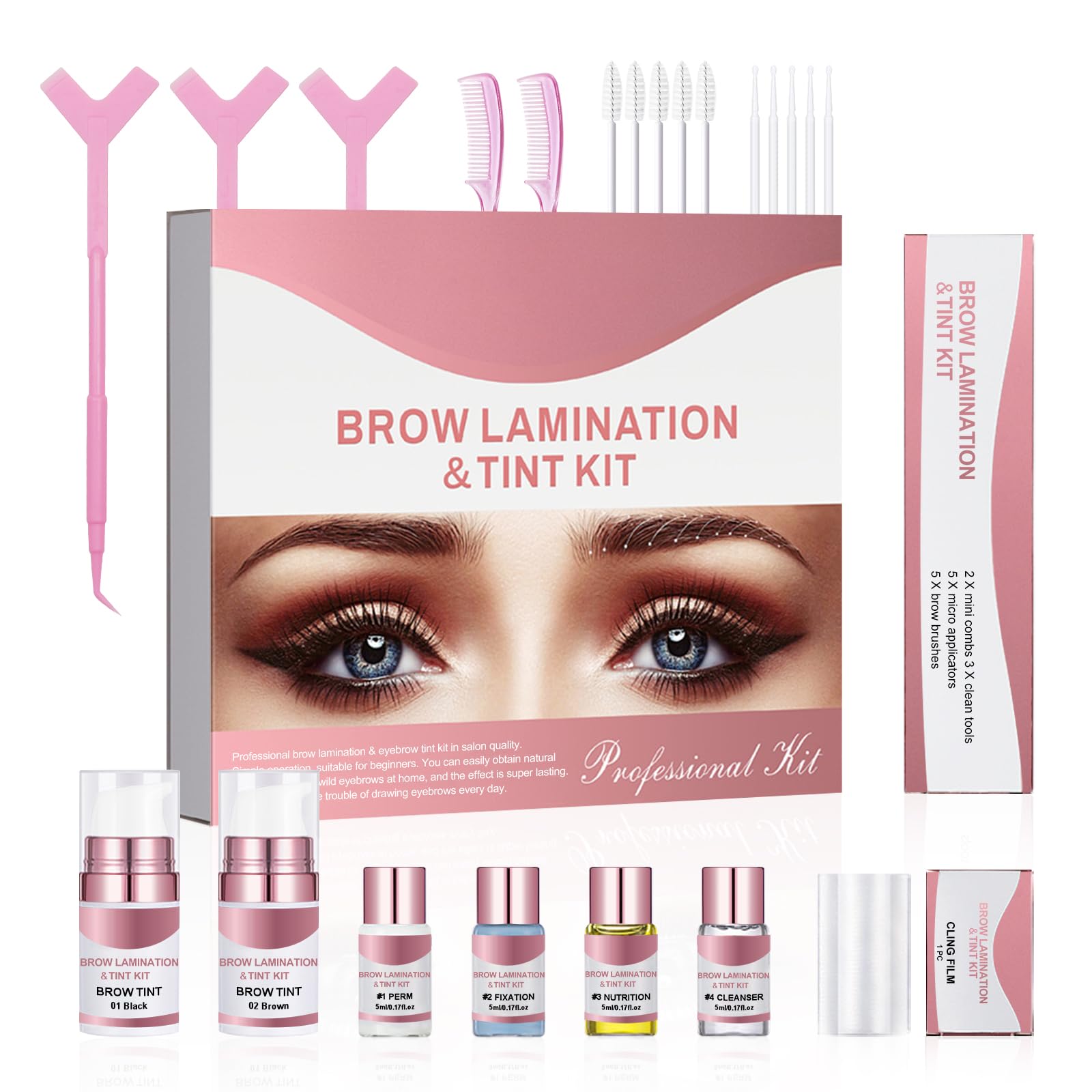 Kit de Laminación de Cejas, Cejas Semipermanentes, Kit Elevación Cejas Profesional, Permanente de Cejas de Bricolaje para Cejas más Completas y Gruesas